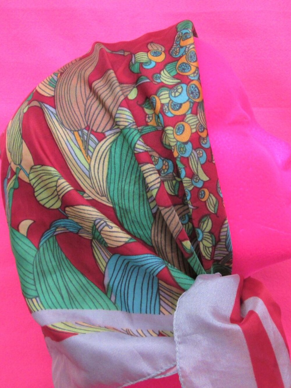 vintage dark red square scarf groovy boho headscarf